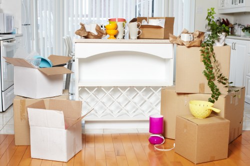 Packed household belongings ready for storage in Dagenham